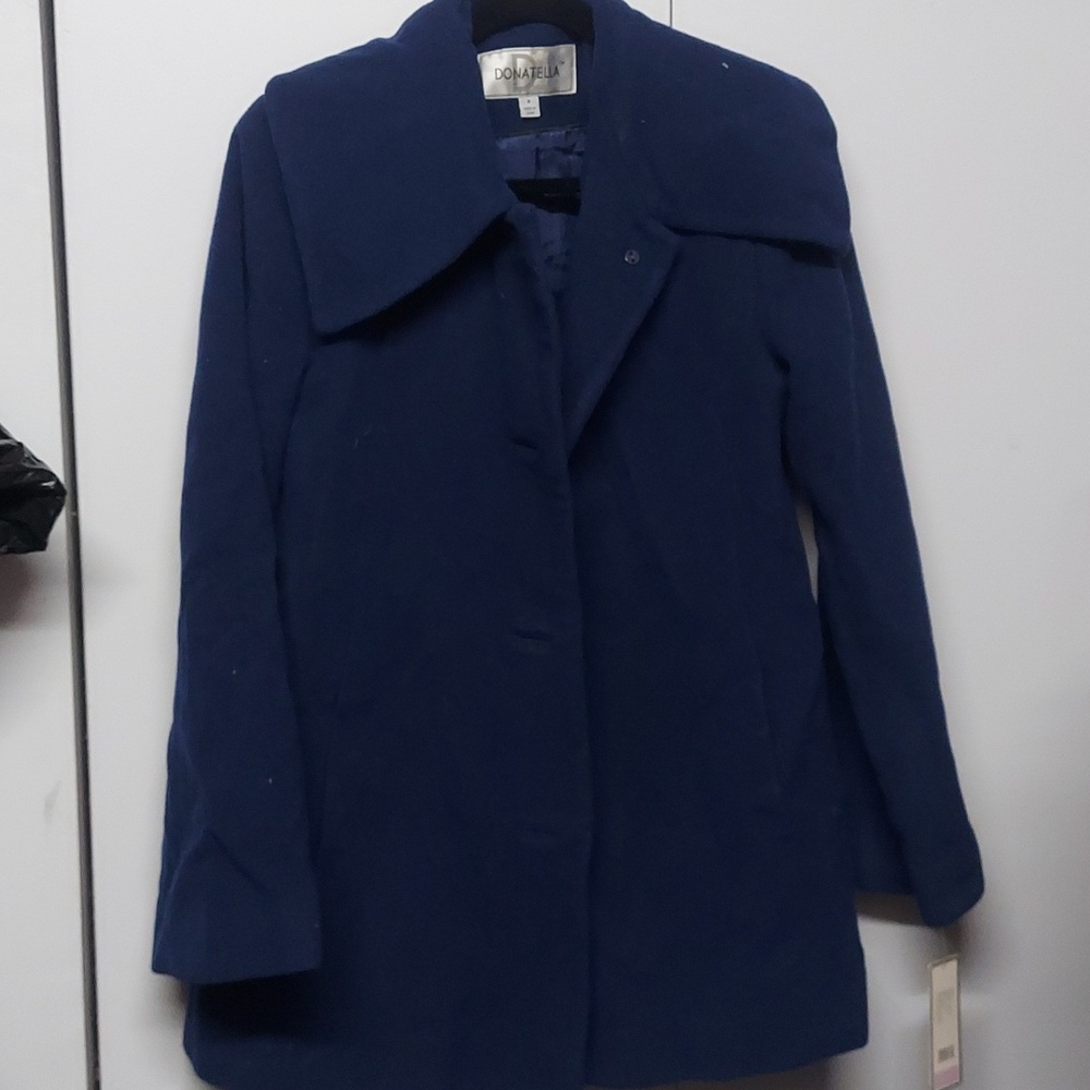 Donatella Women's Navy Wool Pea Coat